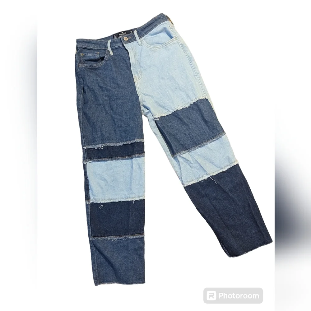 Hollister sz 7 Ultra High Rise Vintage Style Patch Jeans 28/25 Hippie 70's